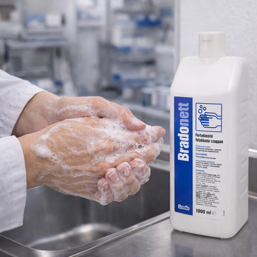 Bradonett fertőtlenítő folyékony szappan használat közben