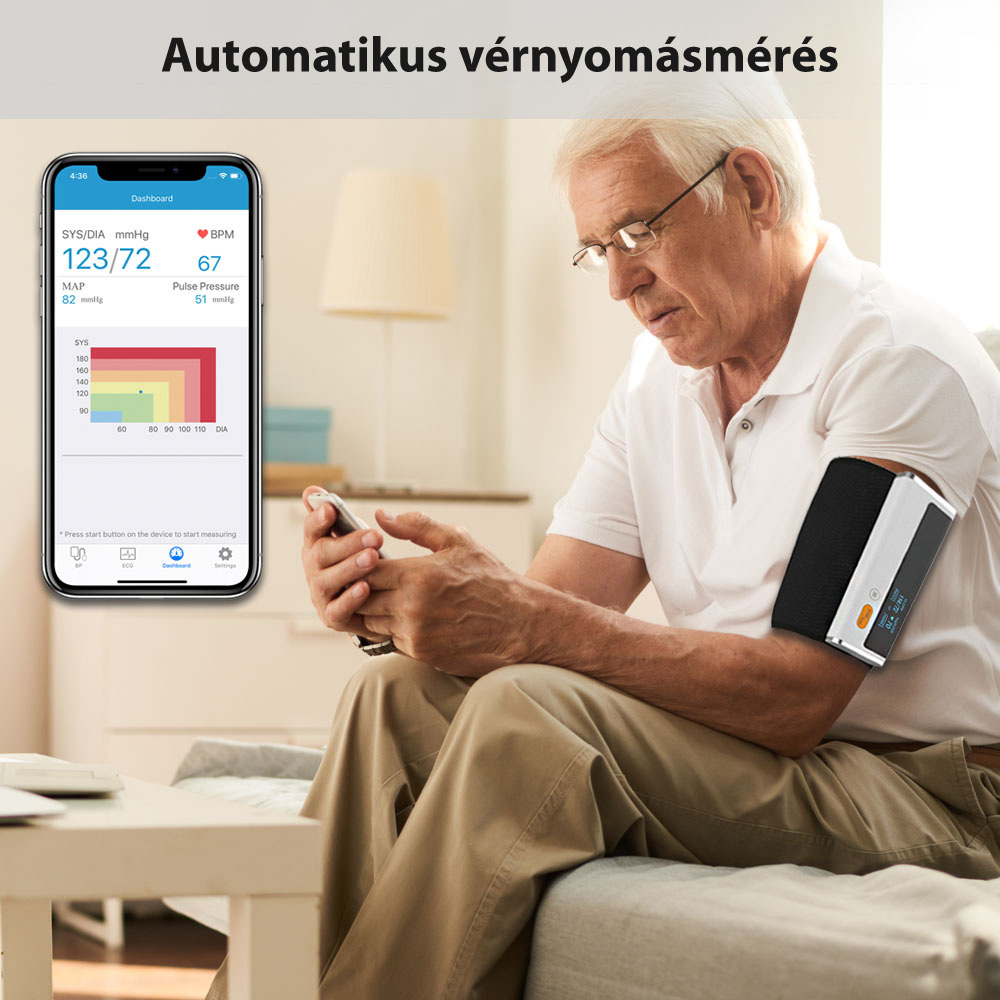 Viatom Armfit Bluetooth felkaros vérnyomásmérő használat közben