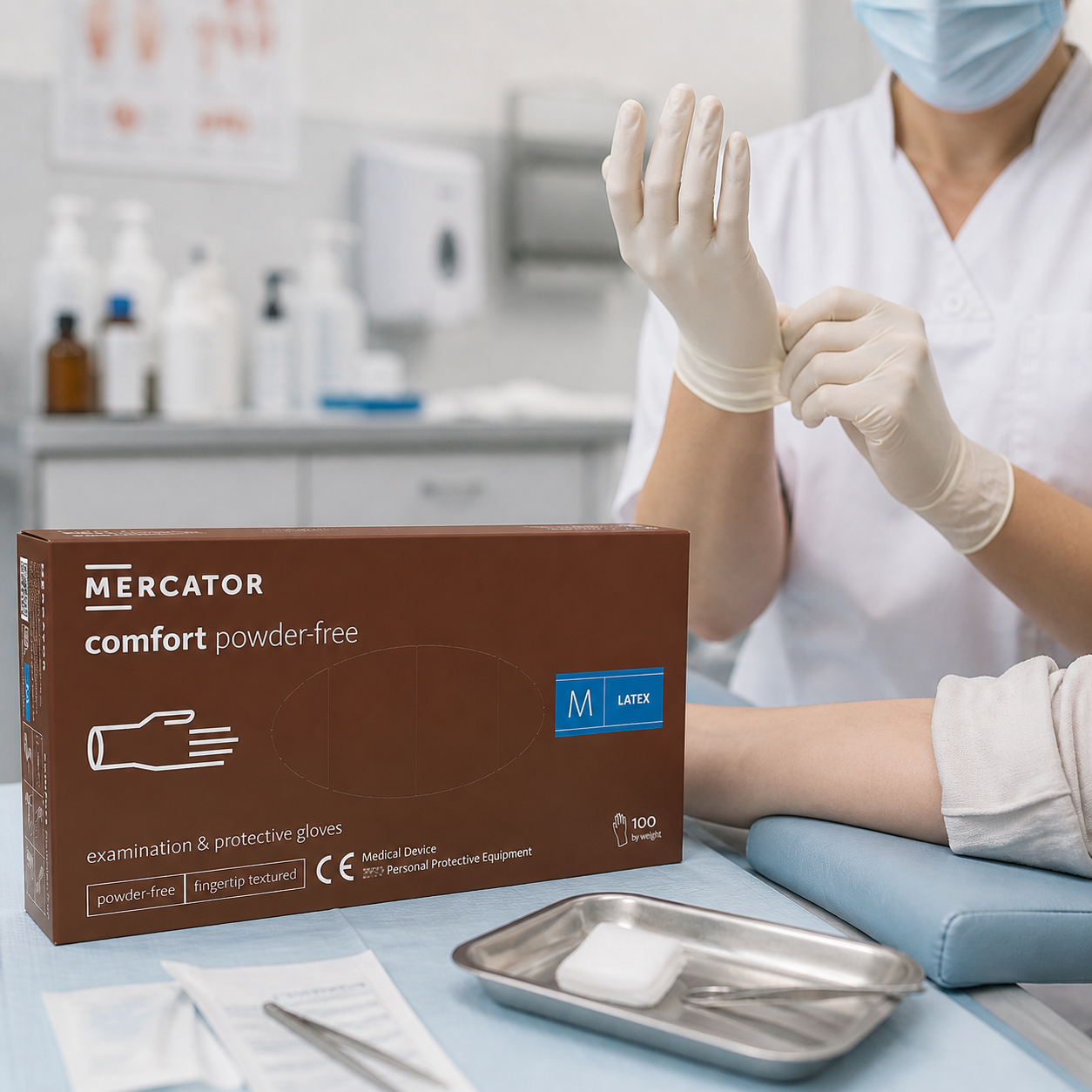MERCATOR Comfort púdermentes latex kesztyű