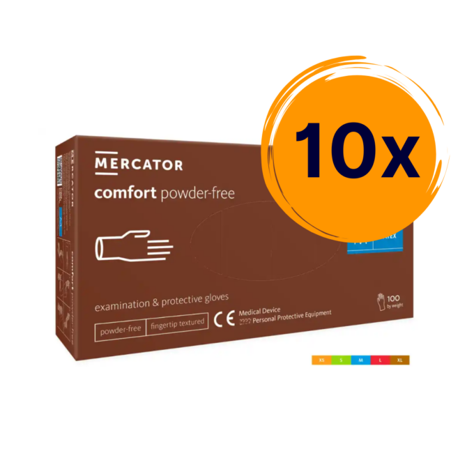 10 doboz Mercator Comfort latex kesztyű
