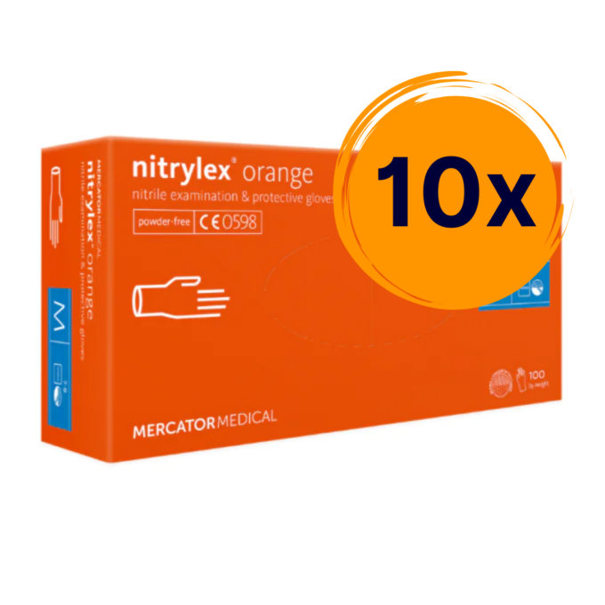 10x Nitrylex® orange púdermentes nitril vizsgálókesztyű