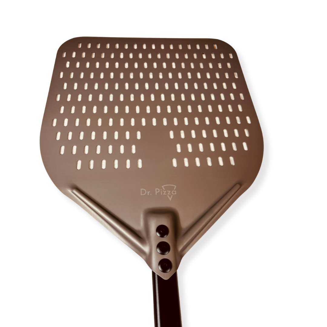 Dr. Pizza 14" perforált alumínium vető pizzalapát rövid nyéllel - Image 3