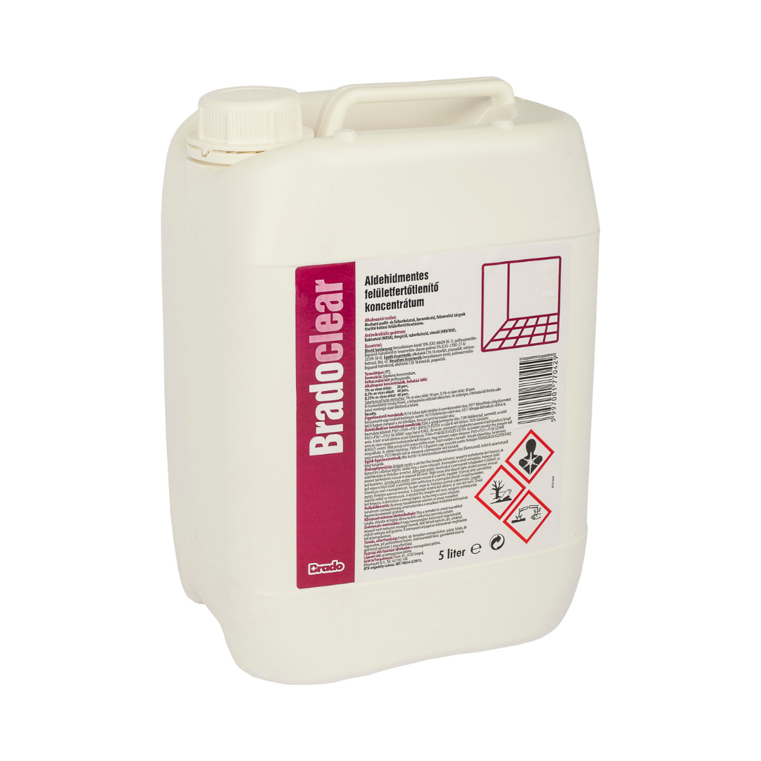 Bradoclear aldehidmentes felületfertőtlenítő koncentrátum nagy kiszerelésben (5 liter)
