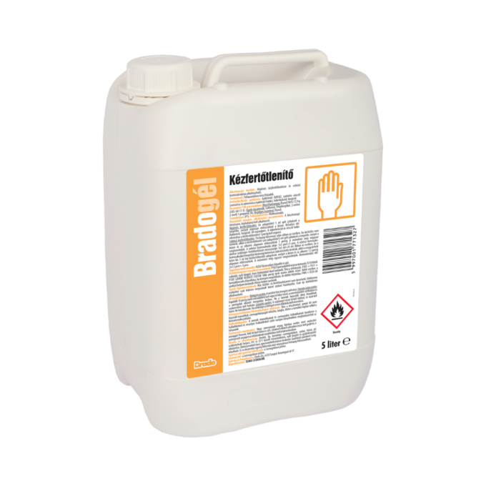 Bradogél nagy kiszerelésűkészfertőtlenítő gél 5 literes kannában