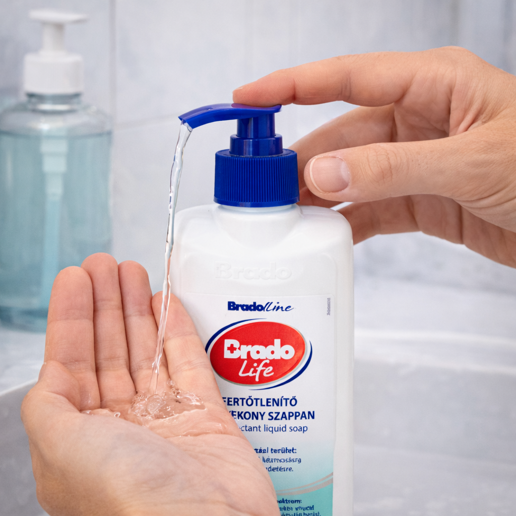 Bradolife fertőtlenítő folyékony szappan használat közben