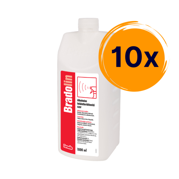 10x Bradolin alkoholos felületfertőtlenítő spray 1 liter utántöltő kupakos