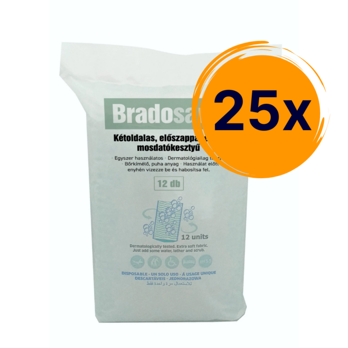 25 csimag Bradosanit mosdatókesztyű (12 db / csomag)