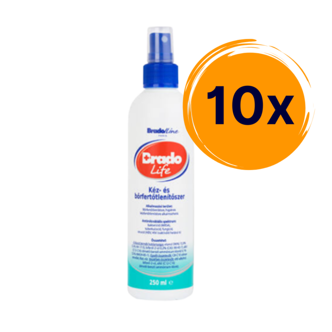 Bradolife kéz és bőrfertőtlenítő 250 ml pumpás 10 bd