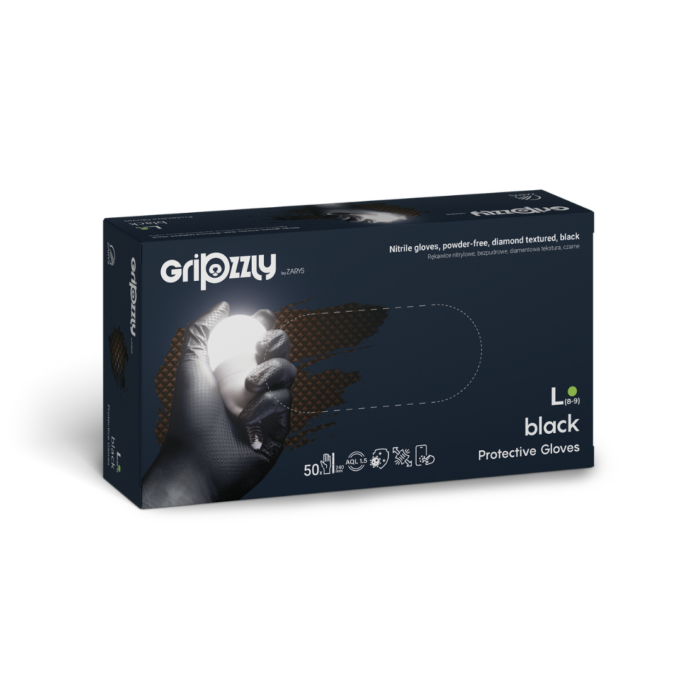 Gripzzly Black fekete erős nitril kesztyű 50 db L