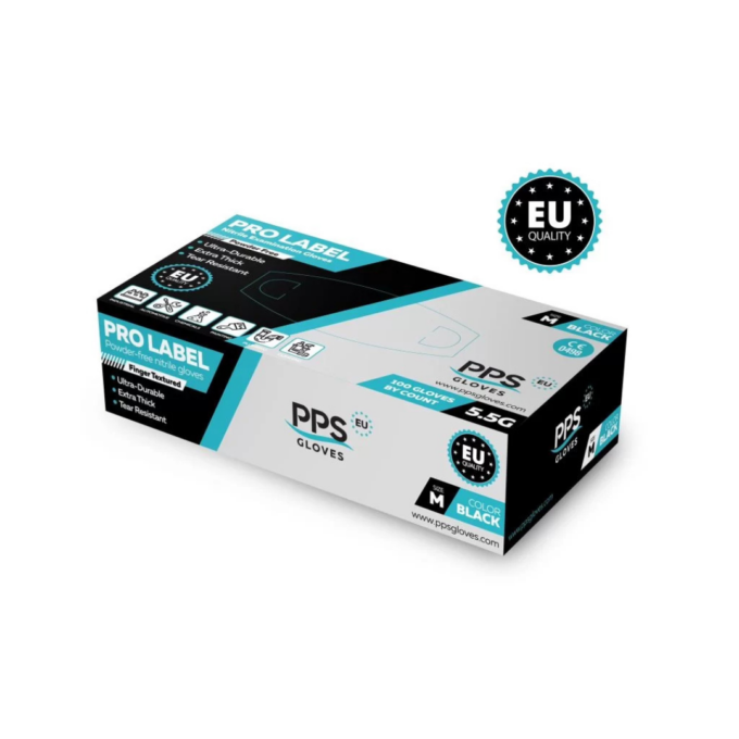 PPS Pro Label 5,5 g vastag nitril kesztyű fekete