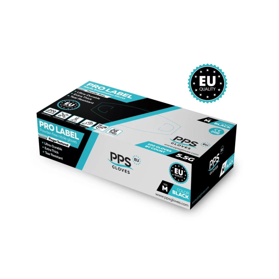 PPS Pro Label 5,5 g vastag nitril kesztyű fekete