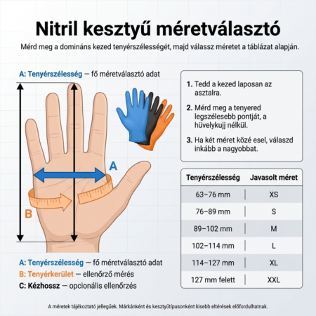 Nitril kesztyű méret választó