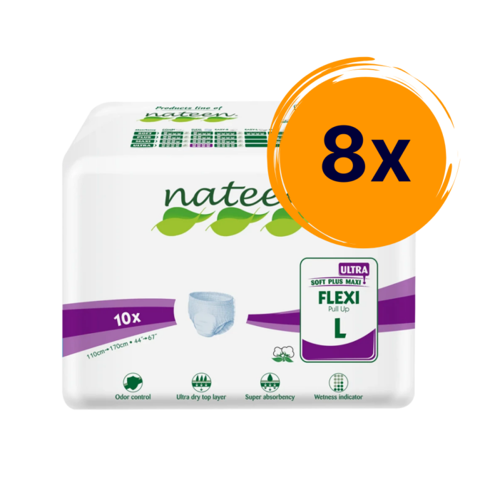 8 csomag Nateen Flexi Ultra felnőtt bugyipelenka L (10 db)