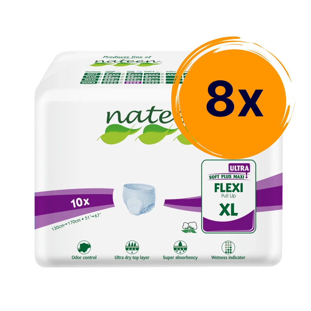 8 csomag Nateen Flexi Ultra felnőtt bugyipelenka XL (10 db)