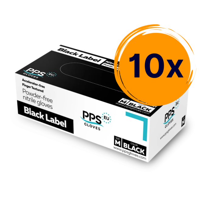 10 doboz PPS Black Label nitril kesztyű fekete 3,5 g