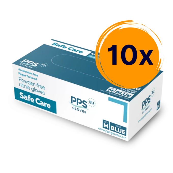 10 doboz PPS Safe Care kék nitril kesztyű 3,5 g